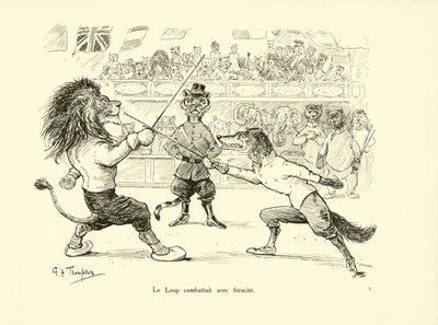 Le Loup combattait avec ferocite (litografia) tekijältä George Henry Thompson