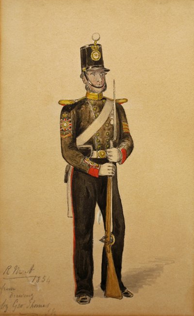 Kuninkaallisen meritorjuntatykistön vääpeli, 1854 (wc paperille) tekijältä George Housman Thomas