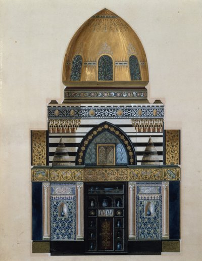 Suunnittelu Arab Halliin Leighton Housessa, Lontoossa, 1880 (wc, guassi) tekijältä George II Aitchison