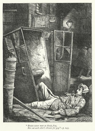 Kuvitus teokselle The Logicians kumottu (kaiverrus) tekijältä George John Pinwell