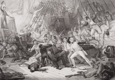 Nelson nousemassa San Josefiin St. Vincentin taistelussa, 14. helmikuuta 1797, 
