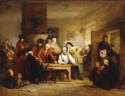 Chelsean sairaalan tupakoiva talo: Eläkeläiset kuvaavat Corunnan taistelua, 1834 tekijältä George Jones