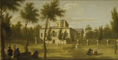Näkymä Chiswick Villaan nurmikolta, noin 1735 (öljy kankaalle). tekijältä George Lambert