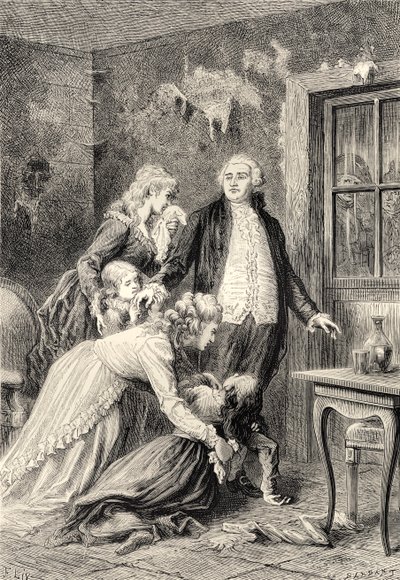 Kuninkaan jäähyväiset perheelleen tammikuussa 1793 (kaiverrus) tekijältä Bartolome Esteban and studio Murillo