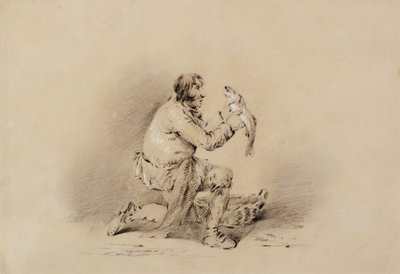 Kalastaja pitelee kalaa tekijältä George Morland