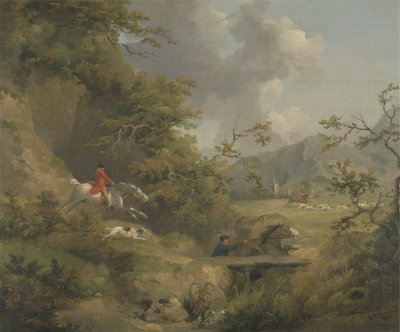 Ketunmetsästys mäkisessä maassa (öljy kankaalle) tekijältä George Morland