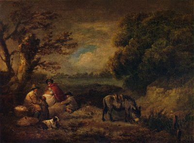 Mustalaiset lepäävät aasin kanssa, 1795 tekijältä George Morland