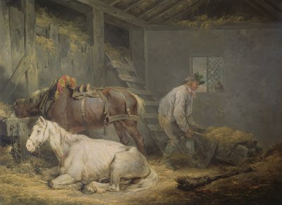 Hevoset tallissa, 1791 tekijältä George Morland