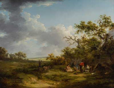 Maisema mustalaisleirin kanssa (öljy kankaalle) tekijältä George Morland