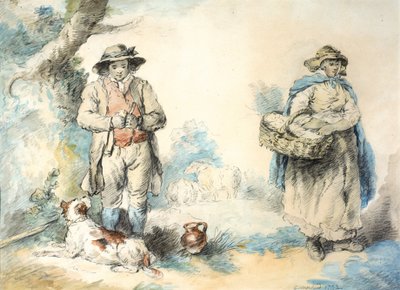 The Higglers (pastelli (musta) ja akvarelli paperille (liimattu paperille)) tekijältä George Morland