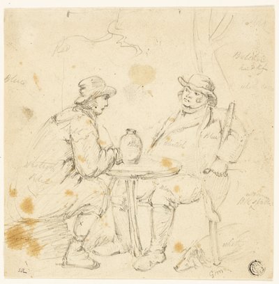 Kaksi miestä pöydän ääressä tekijältä George Morland