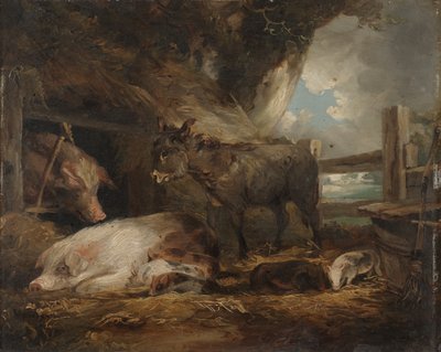Vierailu Pig Stylle (öljy aluksella) tekijältä George Morland