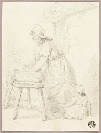Nainen pesee vaatteita tekijältä George Morland