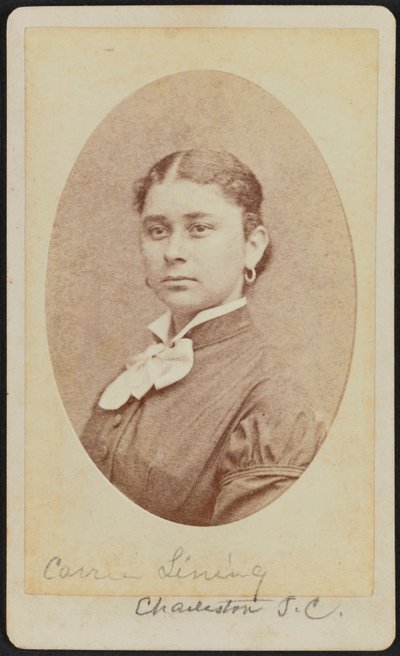 Carte-de-visit-muotokuva Carrie Liningistä, n. 1875. tekijältä George N. Barnard