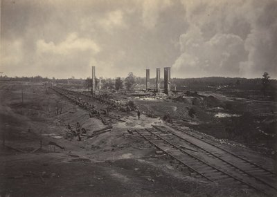 Hoodin määräysjunan tuhoaminen, 1860-luku. tekijältä George N. Barnard