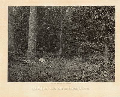 Kohtaus kenraali McPhersonin kuolemasta, Georgia, Shermanin kampanjan valokuvista tekijältä George N. Barnard