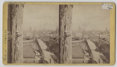 Stereografinäkymä Clark Streetille Chicagon palon 1871 jälkeen tekijältä George N. Barnard