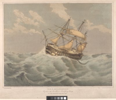 HMS "Bellerophon" (1824), 50 mailia Maltasta kaakkoon. tekijältä George Pechell (after) Mends