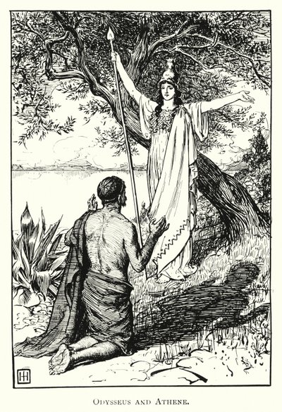Odysseia: Odysseus ja Athene (kaiverrus) tekijältä George Percy Jacomb Hood