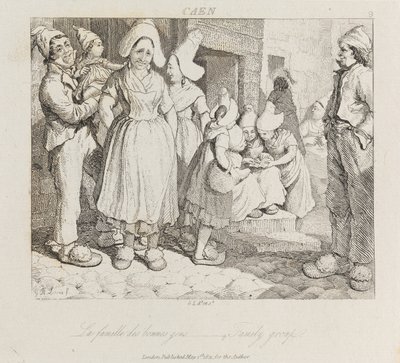 Perheryhmä, Caen, n. 1821 (etsaus) tekijältä George Robert Lewis