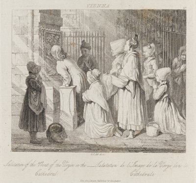 Tervehdys neitsyt, Wien, n. 1821 (etsaus) tekijältä George Robert Lewis