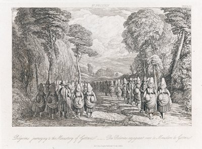 St. Polten - Pyhiinvaeltajat, n. 1821 (etsaus) tekijältä George Robert Lewis