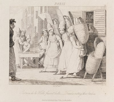 Naiset lepäävät, Pariisi, n. 1821 (etsaus) tekijältä George Robert Lewis
