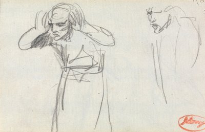 Hahmo, jolla on kädet korville tekijältä George Romney