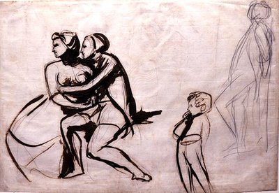 Lovers Epy by a Child (kynän ja musteen pesu) tekijältä George Romney