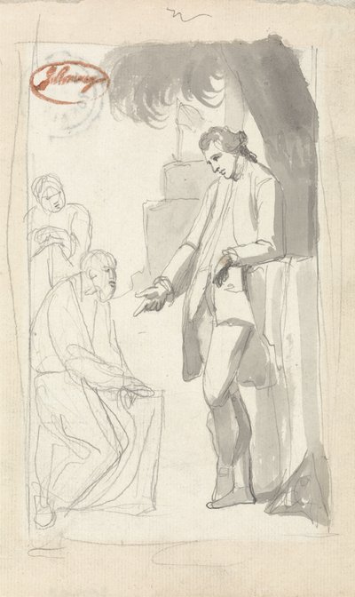 Majuri Pierson ja Brahman (harmaa pesu ja grafiitti paperille) (katso 153906) tekijältä George Romney
