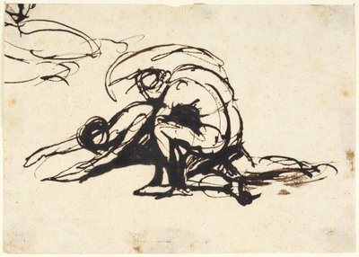 Alaston hahmo kumartuu kaatuneen hahmon ylle tekijältä George Romney