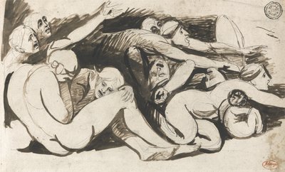 Vankilakohtaus (sivellin ja muste grafiitin päällä paperilla) tekijältä George Romney