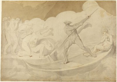 Psyche ylitti Styx-joen Apuleiuksen teoksesta ”Kultainen aasi”, VI, 18 tekijältä George Romney