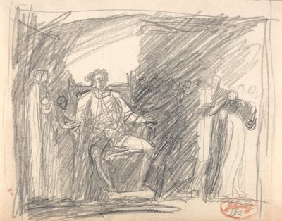 Istuva hahmo, jota ympäröivät palvelijat tekijältä George Romney