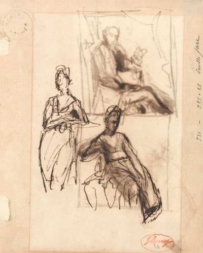 Istuva mies ja istuva nainen tekijältä George Romney