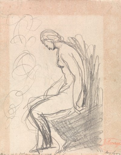Istuva alaston nainen tekijältä George Romney