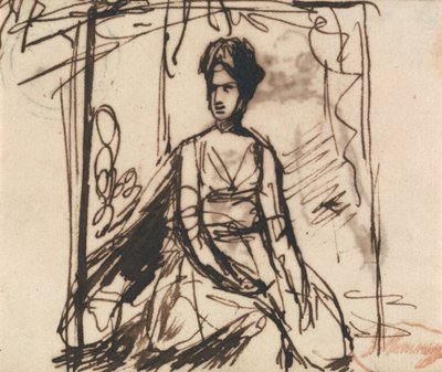 Istuva nainen, mahdollisesti rouva Harris tekijältä George Romney