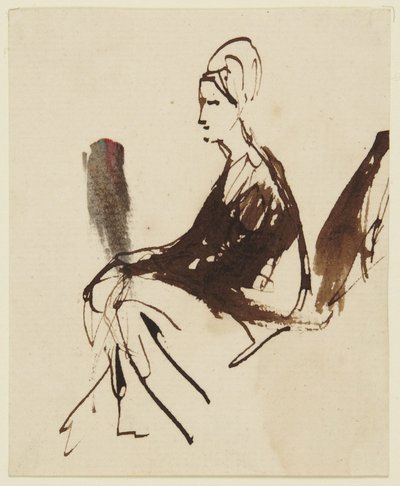 Istuva naishahmo tekijältä George Romney