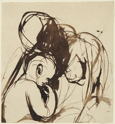 Istuva nainen ja lapsi tekijältä George Romney