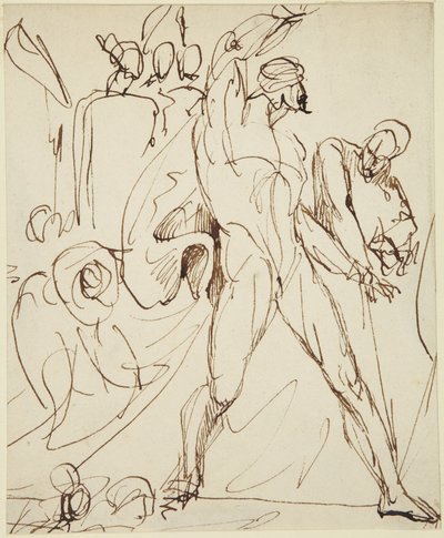 Luonnos Macbethin hahmosta ”Macbethin” juhla-aterian kohtauksessa tekijältä George Romney