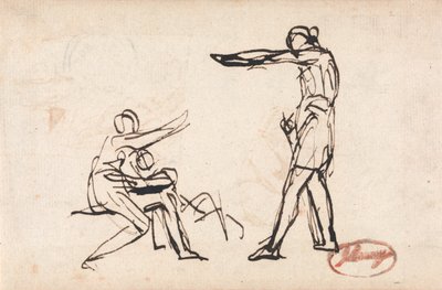 Äitiä ja lasta uhkaava seisova hahmo tekijältä George Romney