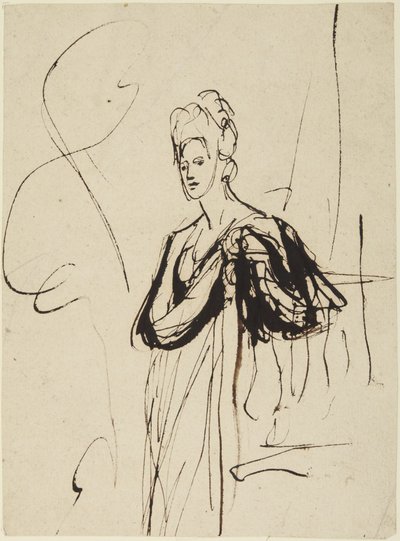 Seisova naishahmo, puolivartalokuva tekijältä George Romney