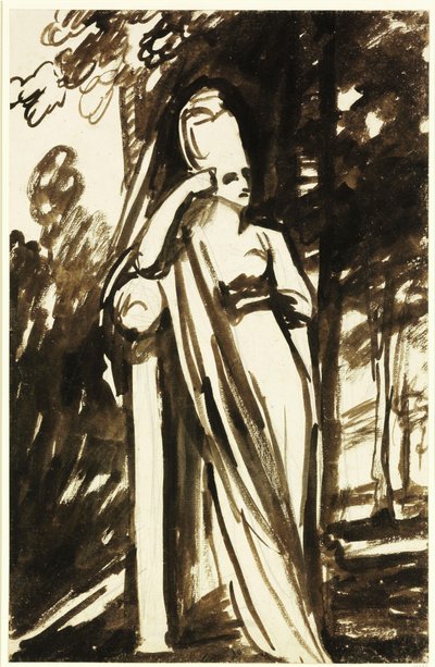 Seisova nainen stelen äärellä tekijältä George Romney
