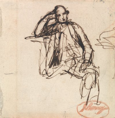 Luonnos istuvan miehen muotokuvaksi tekijältä George Romney