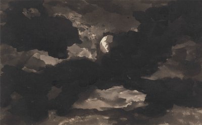 Tutkimus pilvisestä kuutamosta taivaasta tekijältä George Romney
