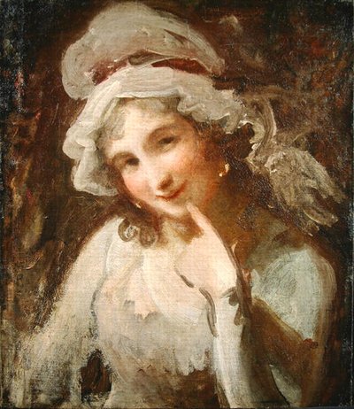 Hymyilevän nuoren naisen tutkimus (öljy kankaalle) tekijältä George Romney