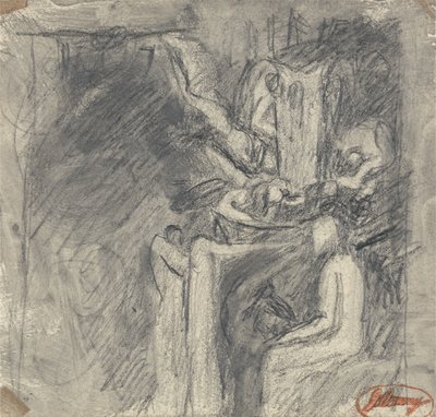 Kristuksen kiusaus, n. 1796 (grafiitti kudottupaperille) tekijältä George Romney