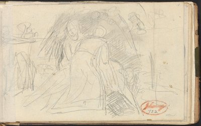 Kaksi hahmoa nostamassa maassa makaavaa hahmoa tekijältä George Romney