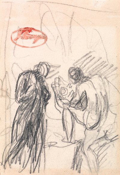 Kaksi hahmoa, joista yksi miespuolinen alaston polvistuva tekijältä George Romney