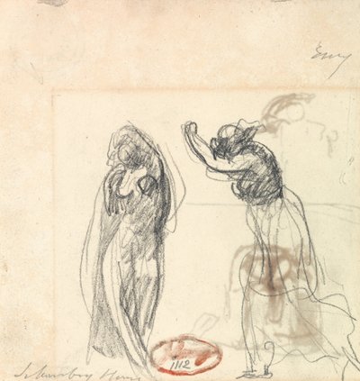 Kaksi luonnosta naishahmosta tekijältä George Romney